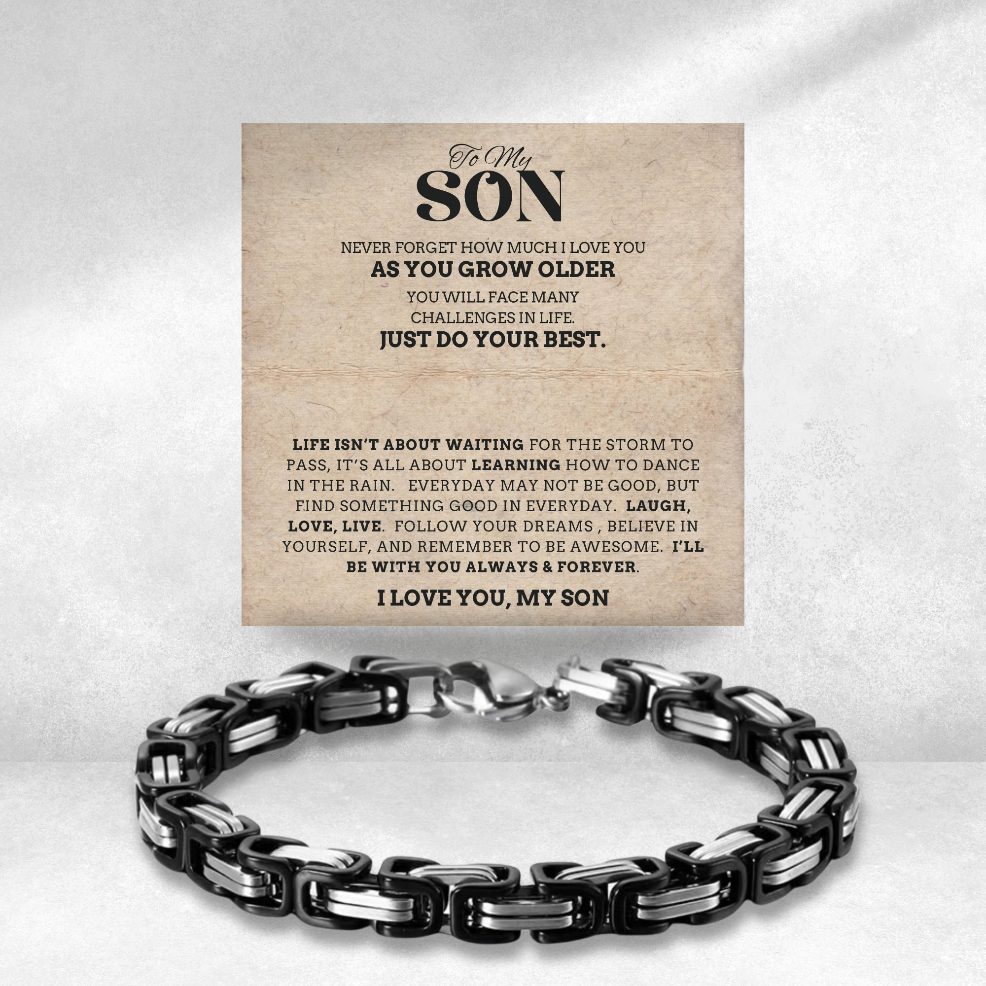 To My Son Cuban Link Bracelet Stainless Steel Bracelet Warm Gift for Son - I'll Be With You Always & Forever-Jessemade AU
