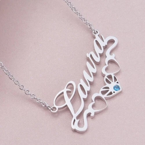 Personalised Necklace With Birthstone Custom 1 Name Necklace Gift For Women-Jessemade AU