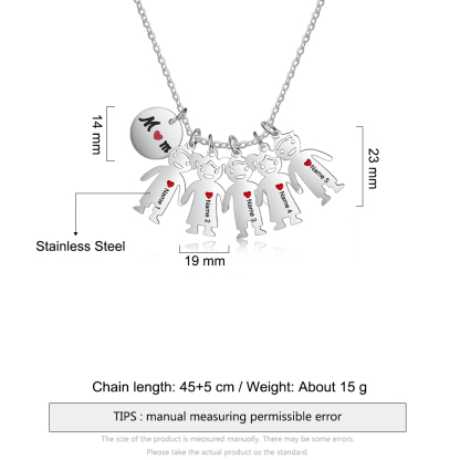 Personalised 5 Kids Charm Necklace Engraved Names Gift For Mother-Jessemade AU