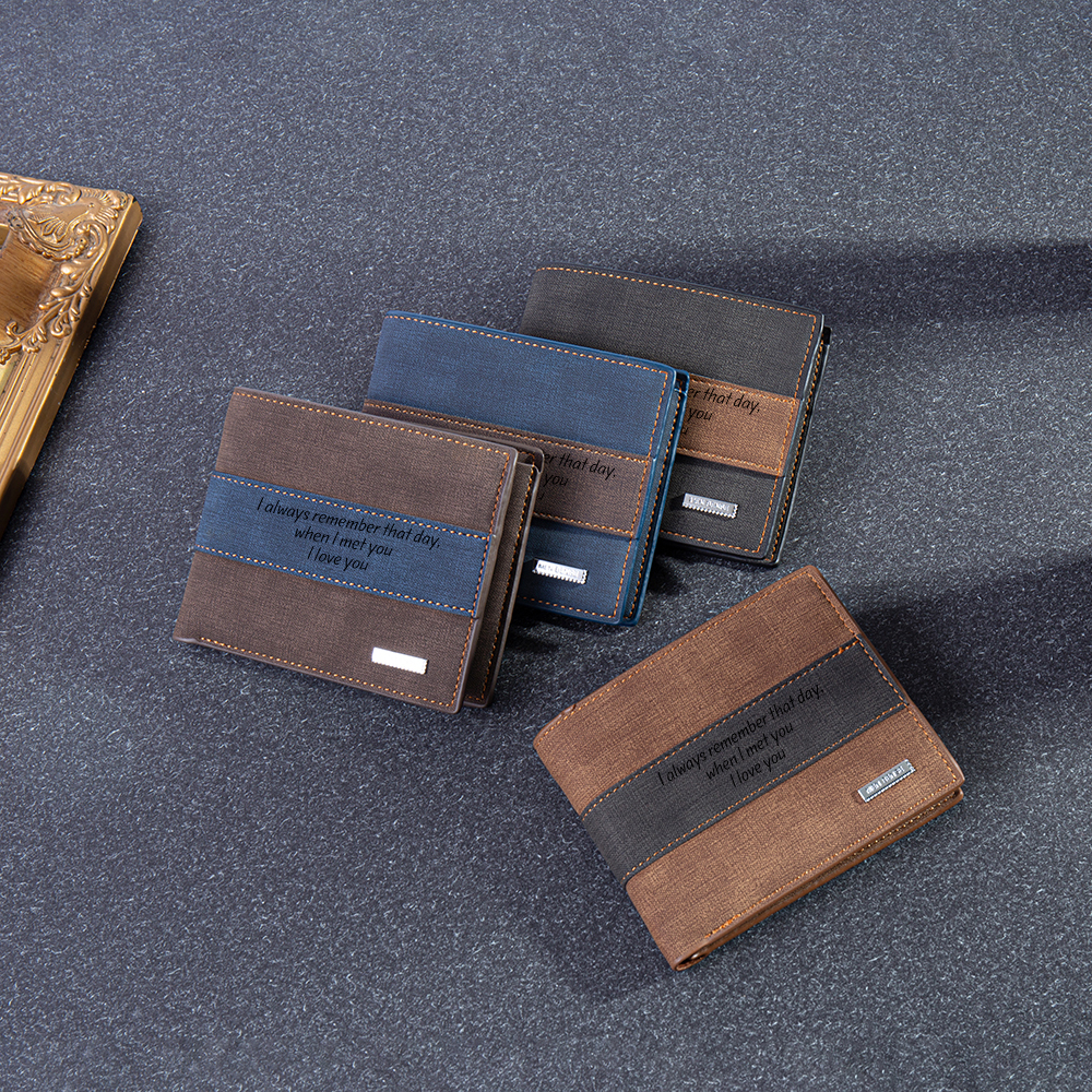 Personalised Leather Wallet Engraved Message Short Purse Gifts For Men-Jessemade AU