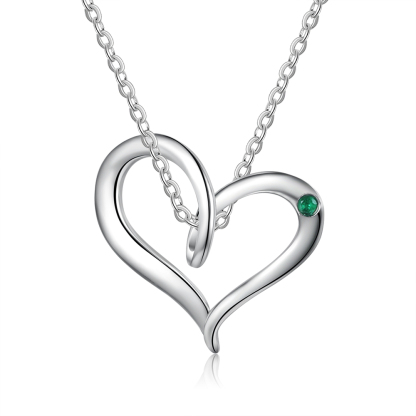 Personalised Heart Necklace With 1 Birthstone Engraved Names Gift For Her-Jessemade AU