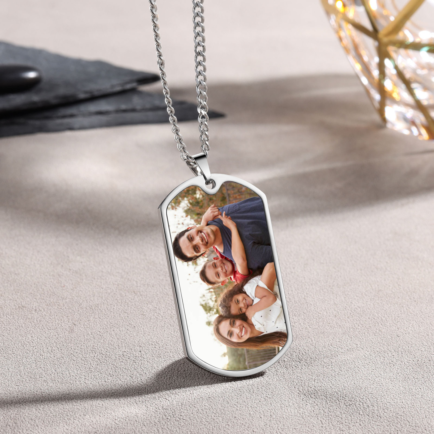 Custom Fist Bump Family Necklace with 4 Kids' Names Personalised Photo Dog Tag Necklace Father's Day Gifts-Jessemade AU