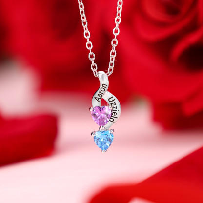 Custom Heart Birthstone Jewelry Set Necklace Bracelet for Family Personalised with 2 Names 2 Birthstones-Jessemade AU