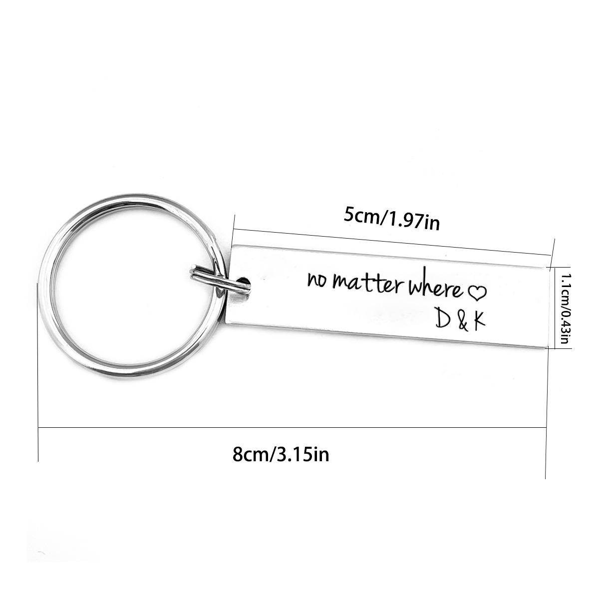 Personalised Couple Keychain Custom 2 Letters Keyring "No Matter Where" Valentine's Day Gifts-Jessemade AU