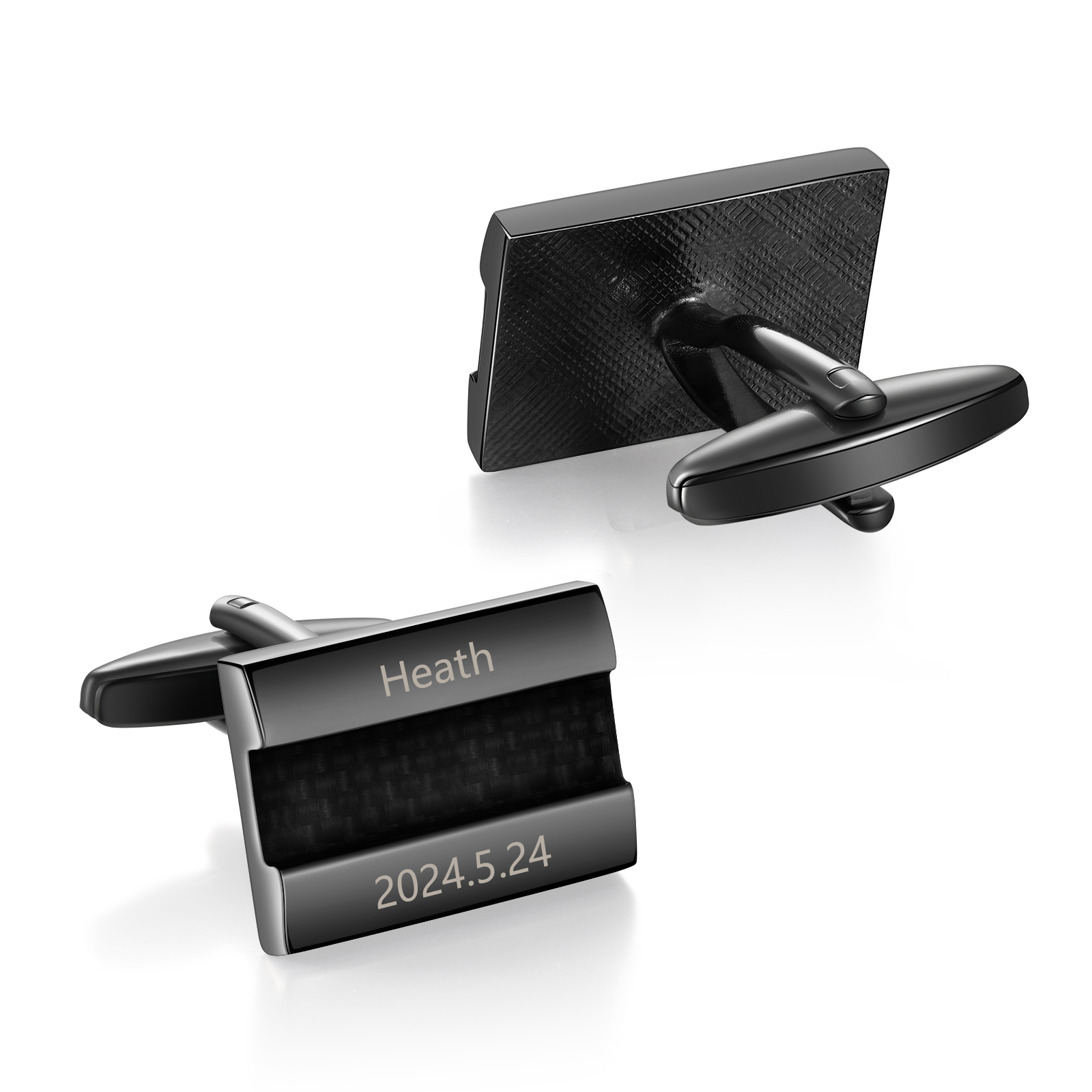 Personalised Men's Cufflinks Custom 2 Names Engraved 2 Dates Metal Cufflinks Wedding Gift for Him-Jessemade AU