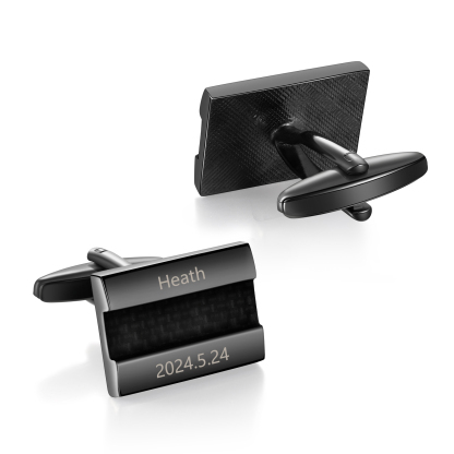 Personalised Men's Cufflinks Custom 2 Names Engraved 2 Dates Metal Cufflinks Wedding Gift for Him-Jessemade AU