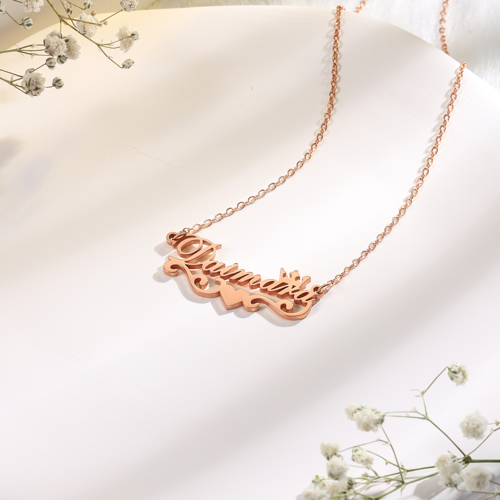 Crown Name Necklace Heart Personalised Name Necklaces Christmas Gift-Jessemade AU