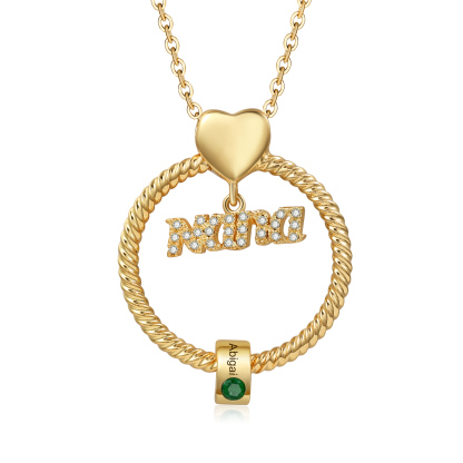 1 Name - Personalised Nana Necklace Custom Names & Birthstones Circle Pendant Necklace Gift for Grandma Nana-Jessemade AU