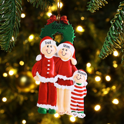Personalised Family Pajamas Christmas Ornament Custom 3 Names Hanging Ornament Gifts For Family-Jessemade AU