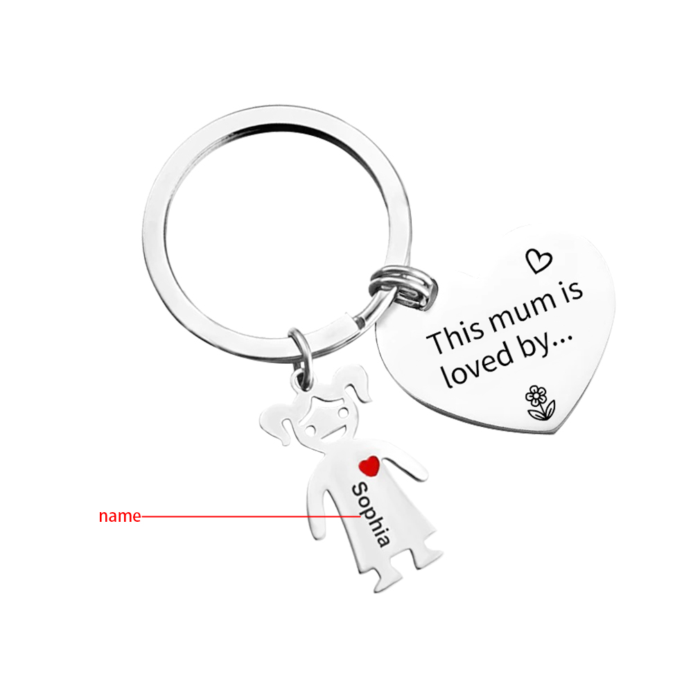 To Mum - 1 Name Personalised Keychain with Kid Charm Engraved Names Keychain Mother's Day Gift for Mum | JesseMade