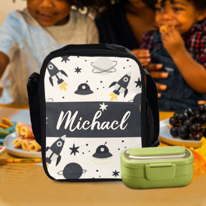 Custom Name Lunch Bag Personalised Rocket Lunch Box  Gifts for Kids-Jessemade AU