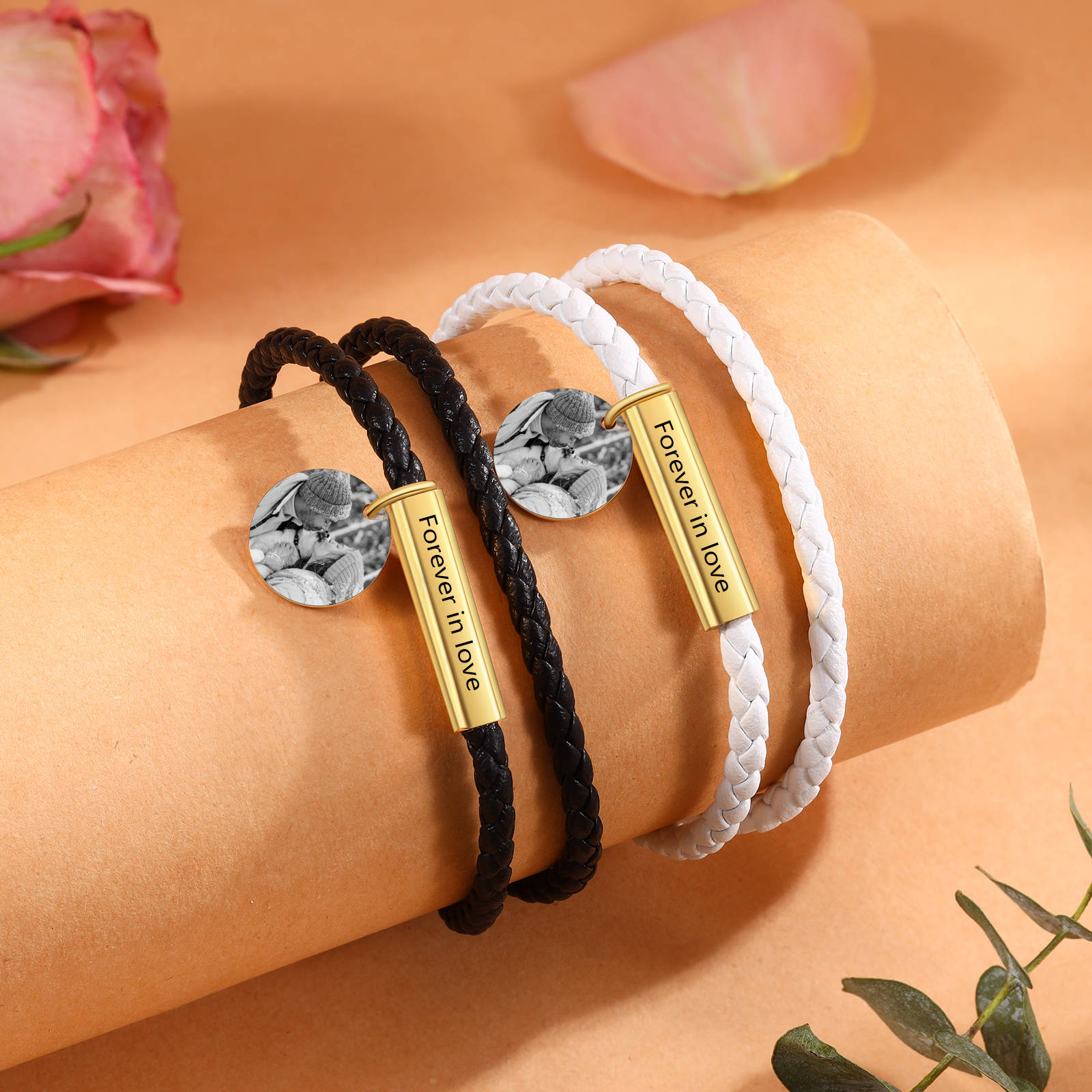 Personalised Leather Bracelet Custom Photo & Text Bracelet Couple Gift for Him/Her-Jessemade AU