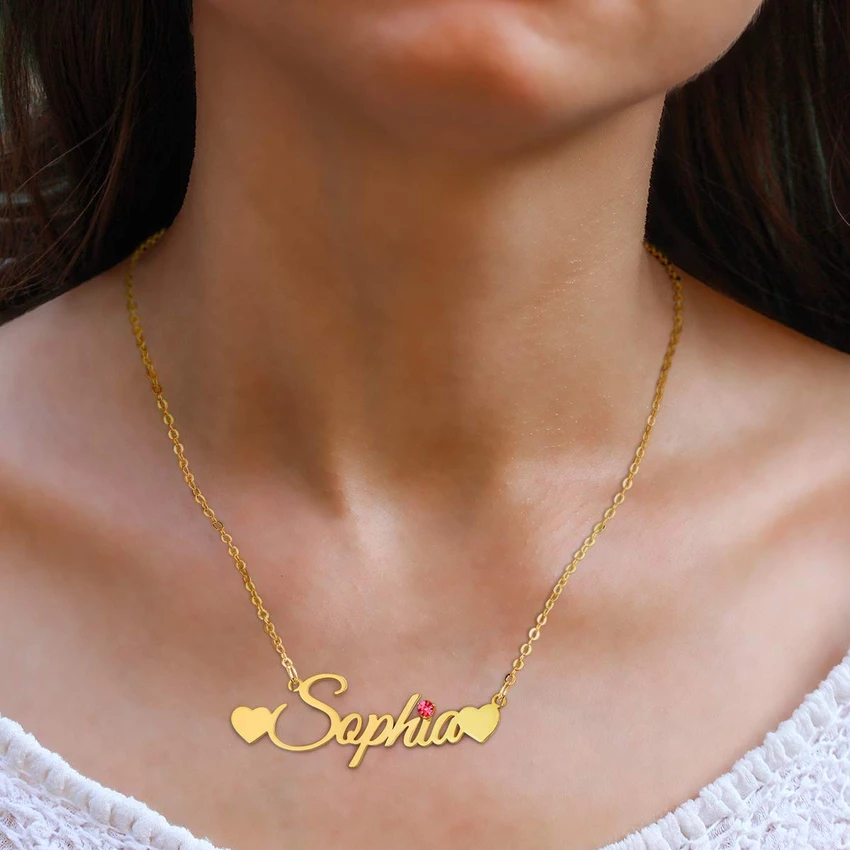 Personalised Necklace With Birthstone Custom 1 Name Necklace Gift For Women-Jessemade AU