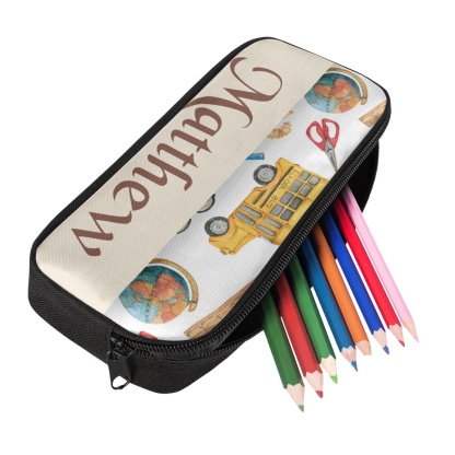 Personalised  Name Pencil Case School Bus Pen Bag Zipper Back to School Gifts for Student-Jessemade AU
