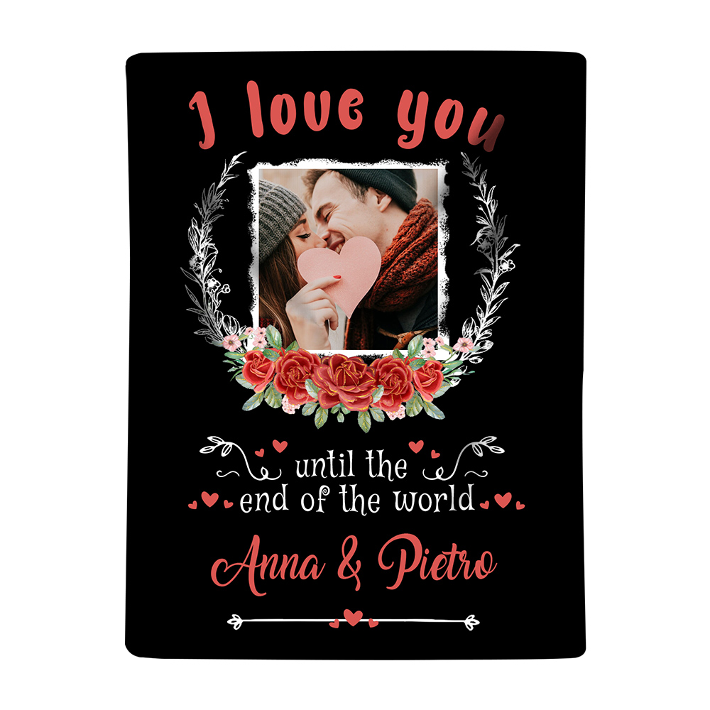 Personalised Couple Photo Blanket Customised 2 Names Blanket Valentine's Day Gifts - I Love You Until the End of the World-Jessemade AU