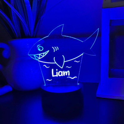 Personalised Shark Home Decoration Lamp With Custom Name Night Light Kid's Bedroom Decor Children's LED Light-Jessemade AU