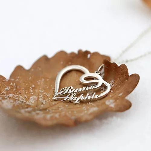 Personalised Heart Necklace Custom 2 Names Necklace Gift For Women-Jessemade AU