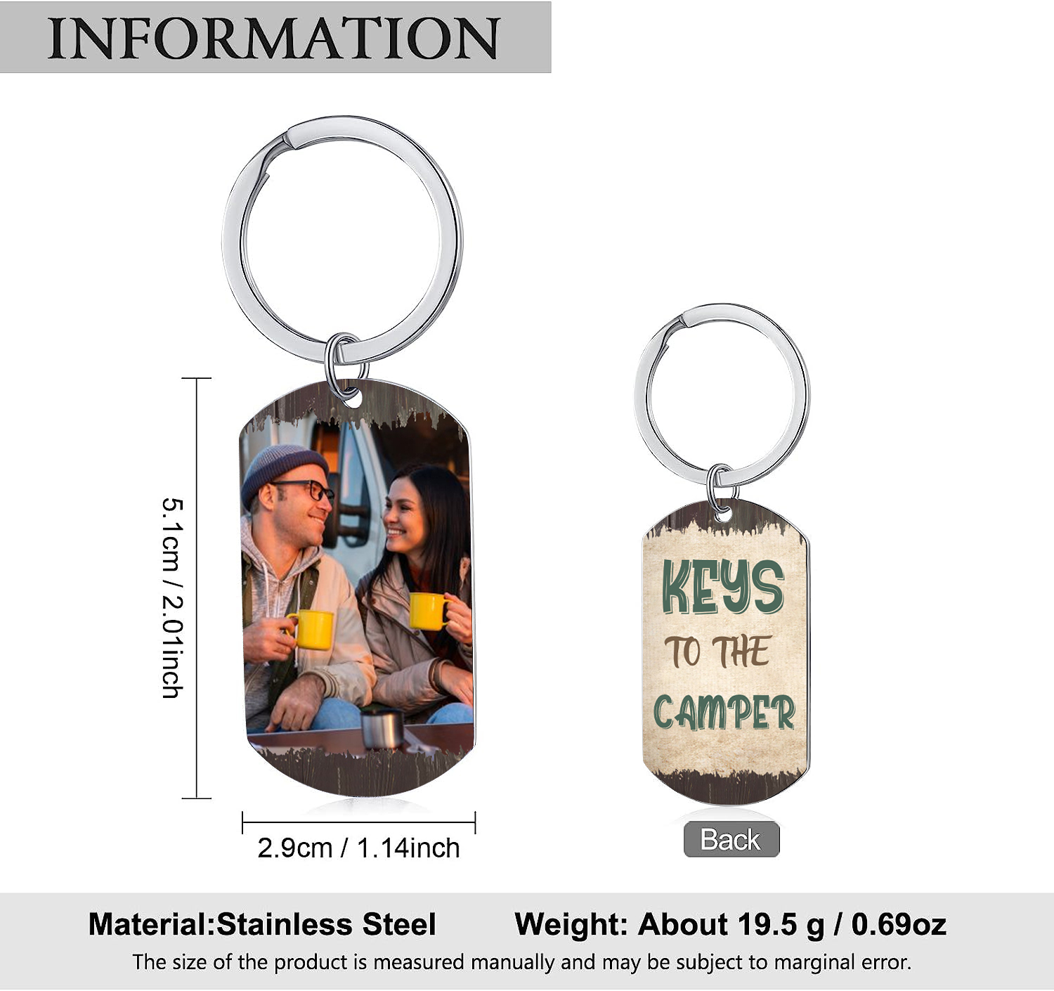 "Keys To The Camper" Custom Photo Keychain Stainless Steel Keyring Personalised Gift for Him/Her-Jessemade AU
