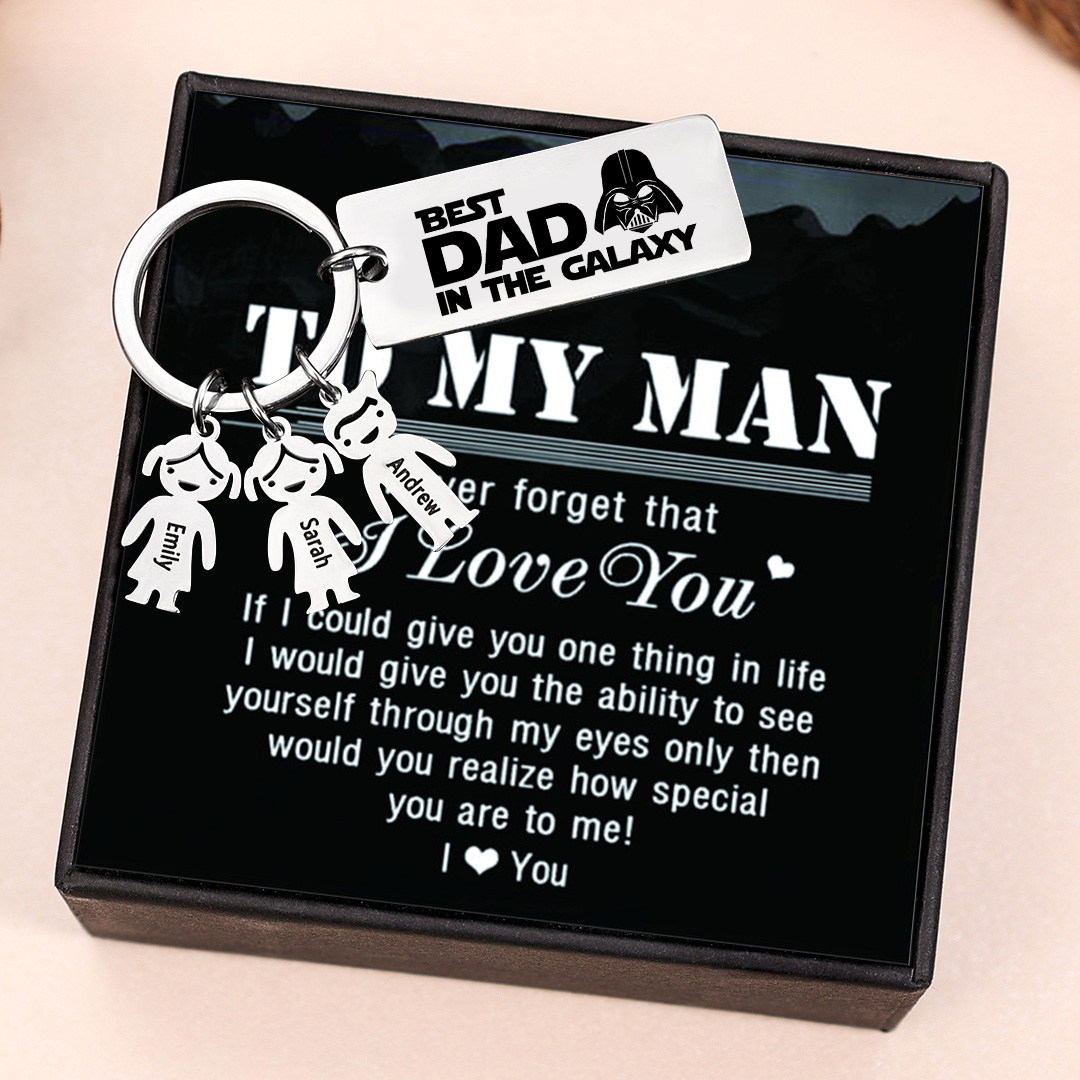 Personalised Best Dad in The Galaxy Keychain with 1 Kid Charm Father's Day Gift-Jessemade AU