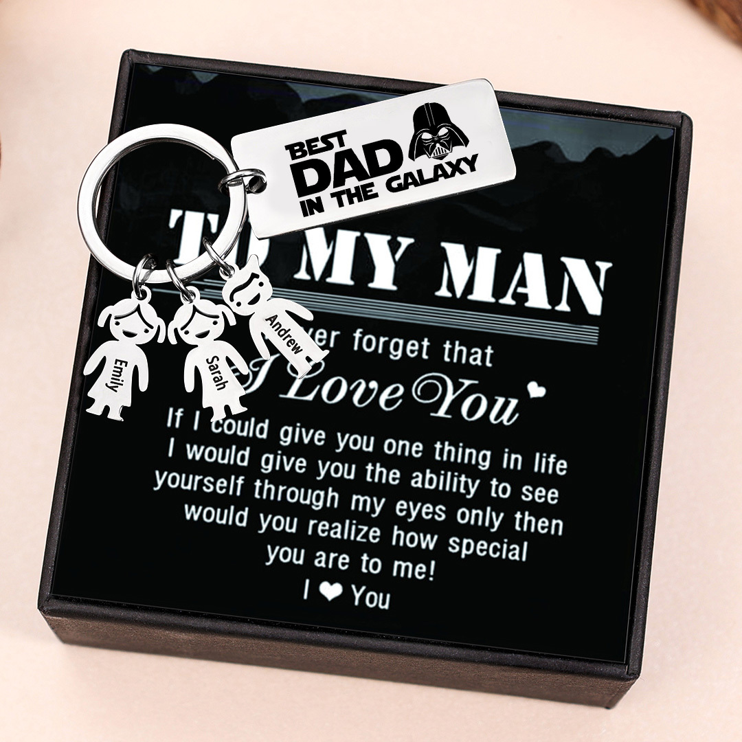 Personalised Best Dad in The Galaxy Keychain with 1 Kid Charm Father's Day Gift-Jessemade AU