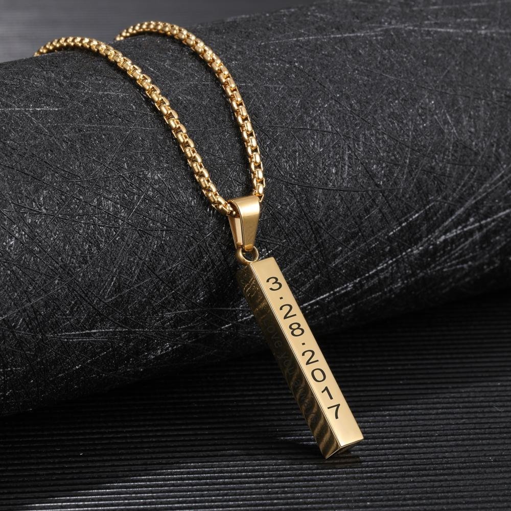 Personalised 3D Bar Necklace 4 Side Vertical Bar Necklace For Her-Jessemade AU