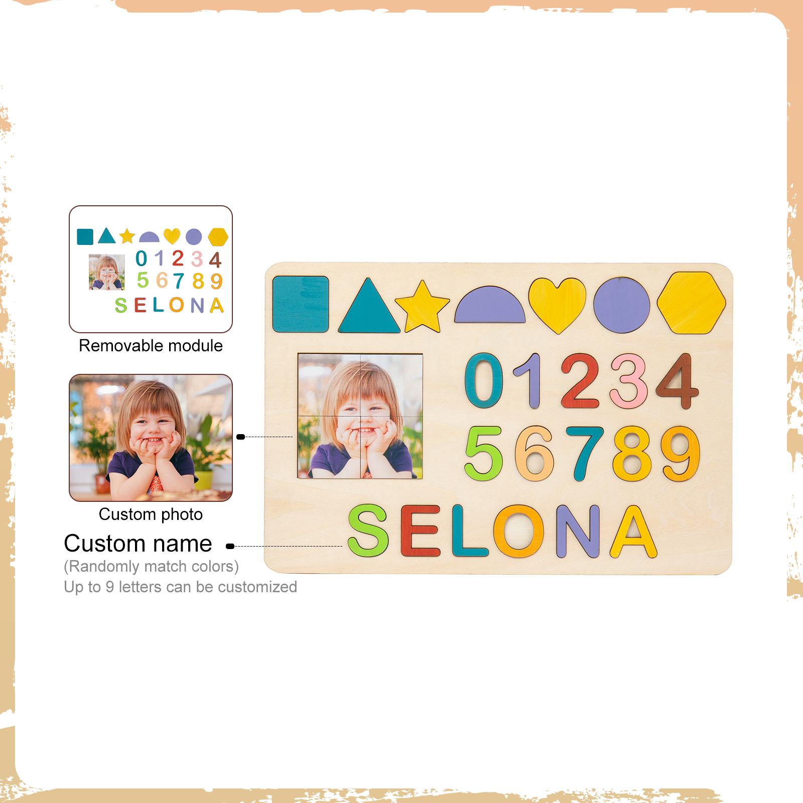 Personalised Kid's Wooden Name Alphabet Puzzle Toy for Toddlers Early Learning Child Toy-Jessemade AU