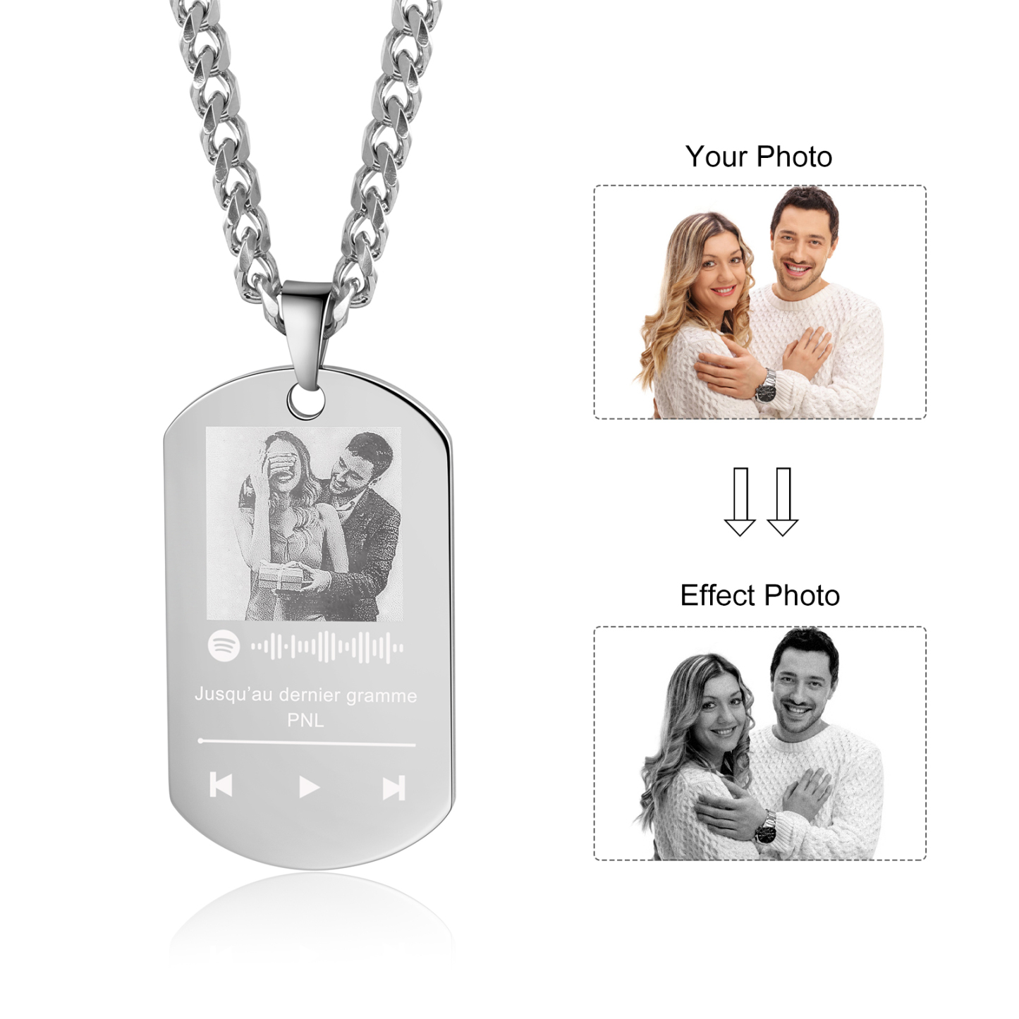 Personalised Spotify Code Tag Necklace Custom Spotify Scan Code Tag Necklace-Jessemade AU