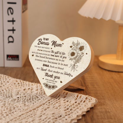 To My Bonus Mum Wooden Flowers Heart Keepsake Desktop Ornament "Life Has Given Me The Gift of You"-Jessemade AU