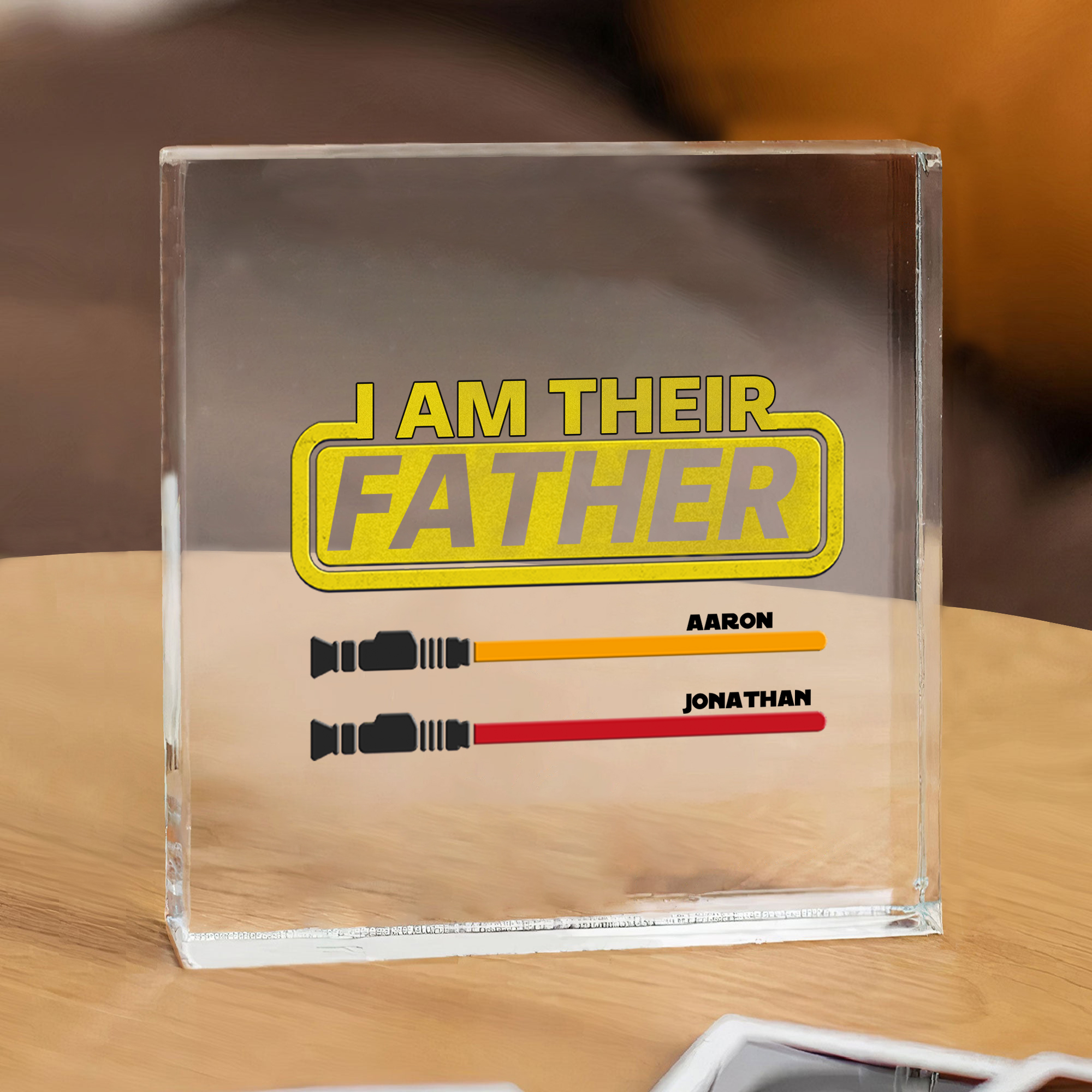 Personalised 2 Names Acrylic Square Keepsake Rectangle Plaque Father's Day Gifts - I Am Their Father -Jessemade AU