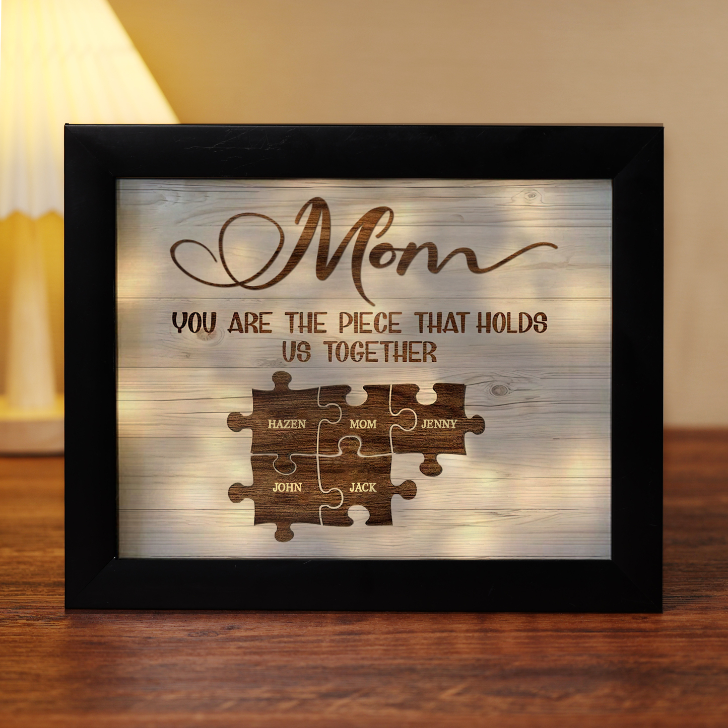 Personalised Puzzle Picture Frame With Light Custom 6 Names Home Decor - You are the piece that holds us together-Jessemade AU