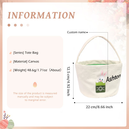 Personalised Bunny Tote Bag Custom Name Bunny Basket Bucket Bag Easter Gift for Him/Her-Jessemade AU