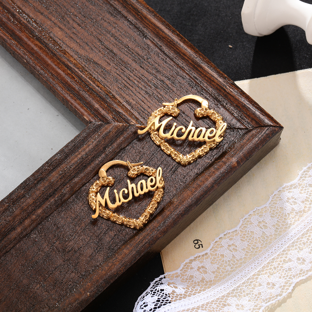 Personalised Name Drop Earring Customised Heart Earrings for Her-Jessemade AU