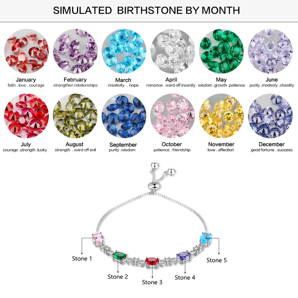 Personalised Bracelet With 5 Birthstones Gift For Her-Jessemade AU