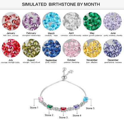 Personalised Bracelet With 5 Birthstones Gift For Her-Jessemade AU