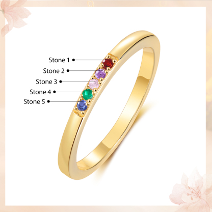 Personalised Women's Ring Custom 5 Birthstones Ring Birthday Gift for Her-Jessemade AU