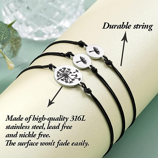 Dandelion Bracelets Mother and Daughter Bracelets Back To School Gifts for Children Adjustable String Bracelet-Jessemade AU