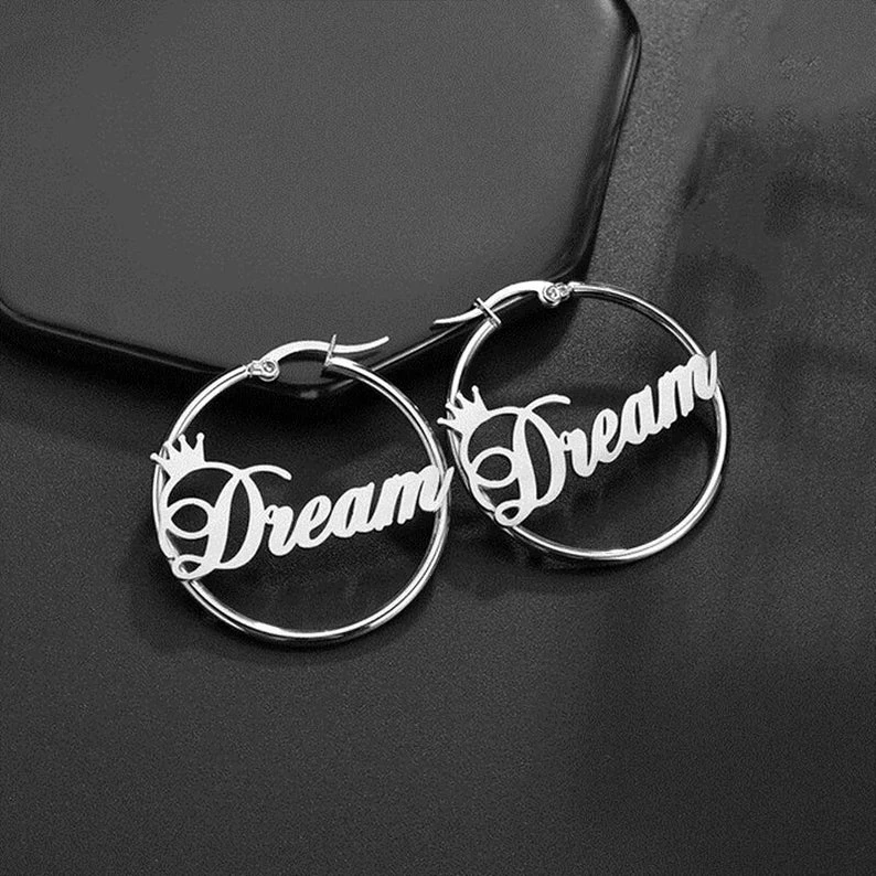 Personalised Circle Crown Name Earring Gift for Her-Jessemade AU