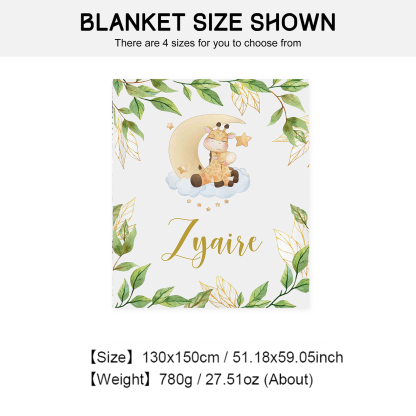 Personalised Giraffe Blanket Custom Name Cute Cartoon Blanket-Jessemade AU
