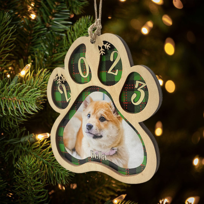 Personalised Christmas Dog Paw Ornament Custom Name & Photo & Year Christmas Gifts-Jessemade AU