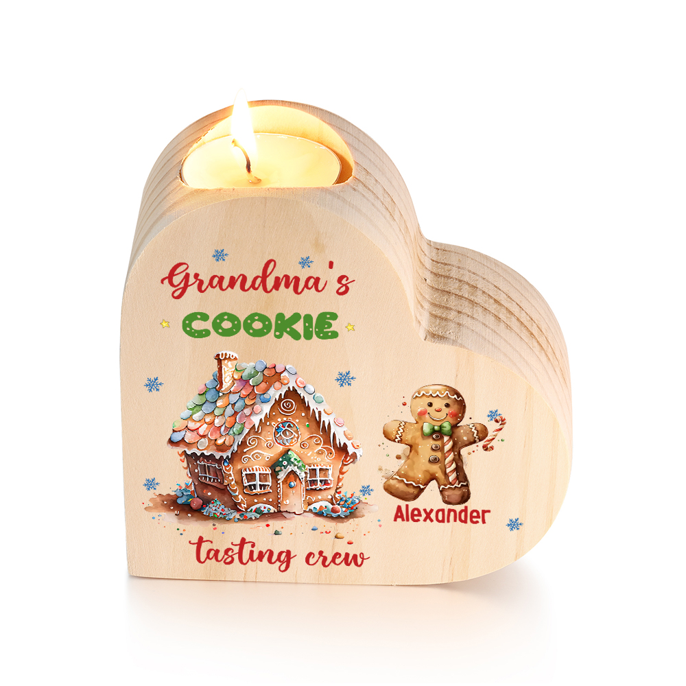 Heart-Shaped Christmas Candle Holder Engraved 2 Names Cookie Candlesticks Personalised Gift for Mum Grandma-Jessemade AU