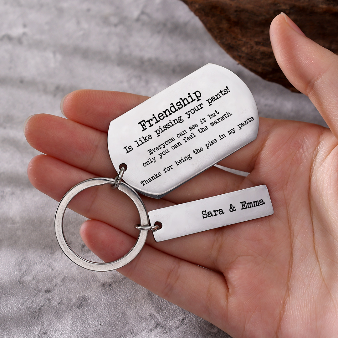 Personalised 2 Names Friendship Keychain "Thanks For Being The Piss In My Pants"-Jessemade AU