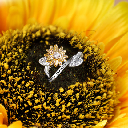 You are My Sunshine Sunflower Heart Ring-Jessemade AU