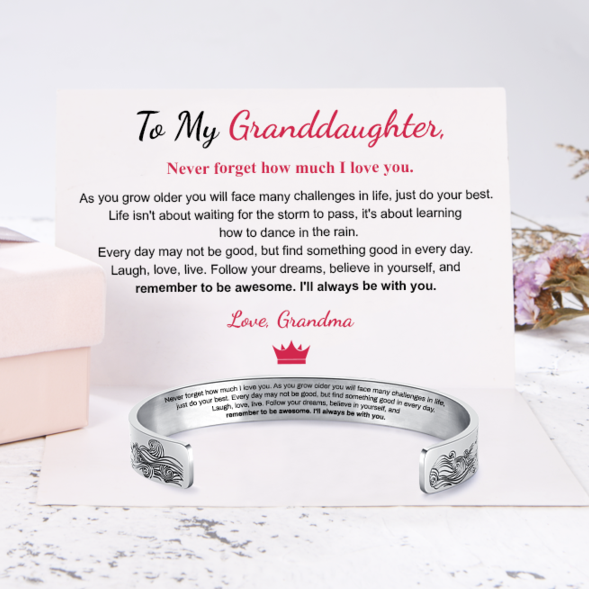 To My Granddaughter I Will Always Be With You Cuff Bracelet-Jessemade AU