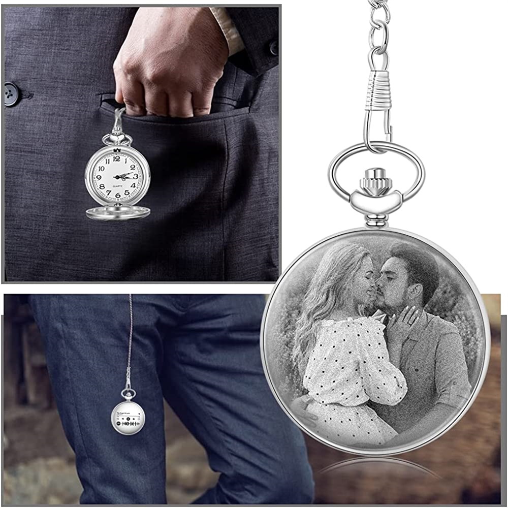 Personalised Spotify Code Photo Pocket Watch Custom Photo Gifts For Him-Jessemade AU