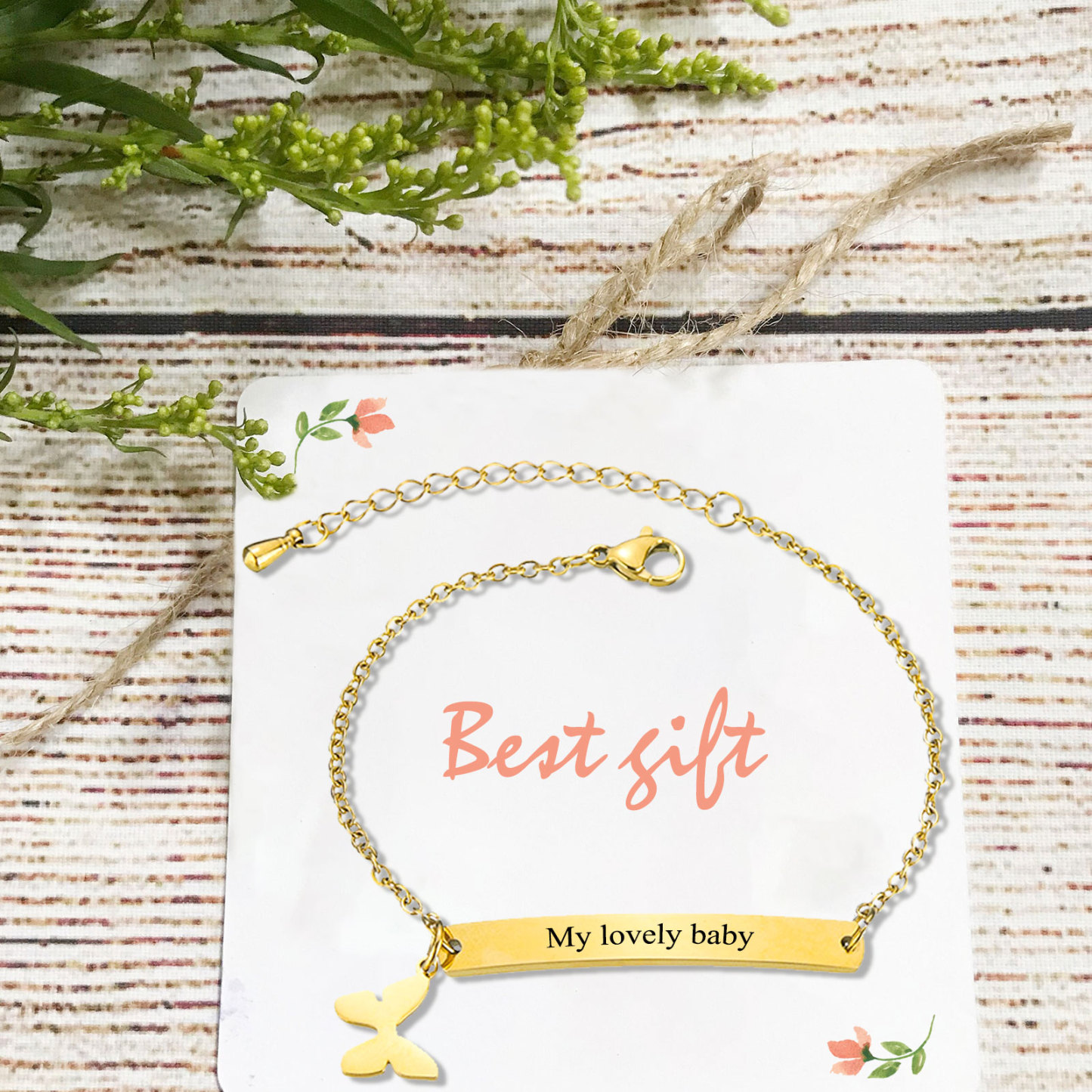 Custom 1 Name Bracelet Personalised Butterfly Bracelet Love Gifts For Her-Jessemade AU