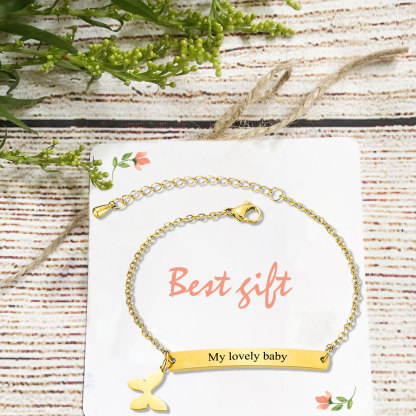 Custom 1 Name Bracelet Personalised Butterfly Bracelet Love Gifts For Her-Jessemade AU