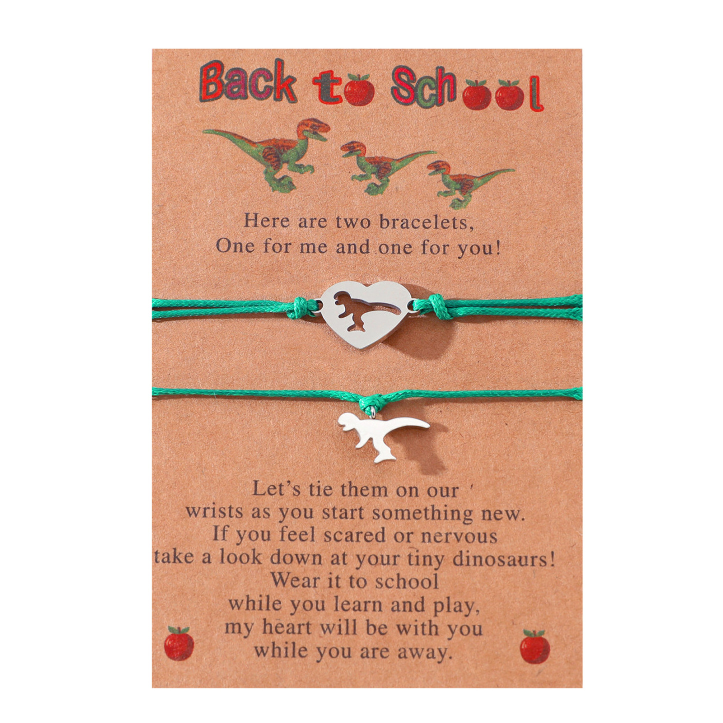 Back to School Matching Wish Dinosaur Bracelets Set for Women Teen Girls Boys-Jessemade AU