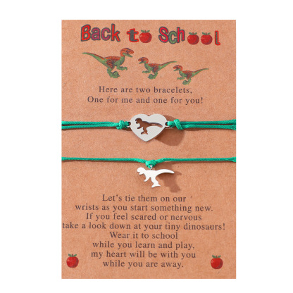 Back to School Matching Wish Dinosaur Bracelets Set for Women Teen Girls Boys-Jessemade AU