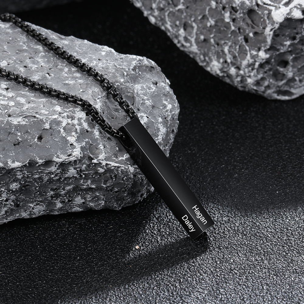 Personalised 3D Bar Necklace 4 Side Vertical Bar Necklace For Her-Jessemade AU