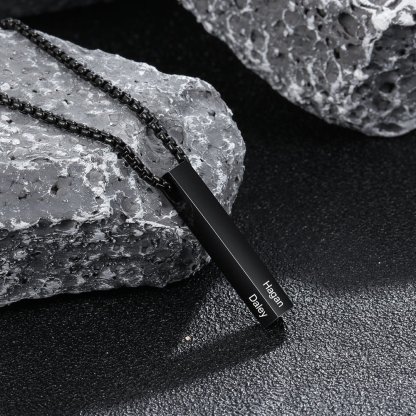 Personalised 3D Bar Necklace 4 Side Vertical Bar Necklace For Her-Jessemade AU